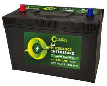 Image de BATTERIE CAMPA-C31-1000 GR31 120AH 1000A(EN) Bornes centrales